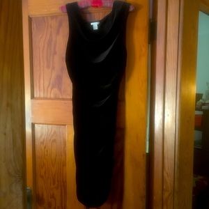 Faux velvet sleeveless evening party dress